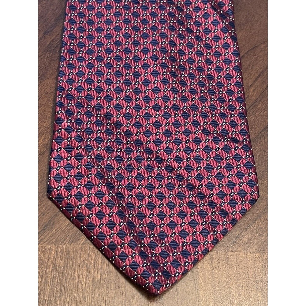 Equestrian Firemne Red Blue 100% Silk Men’s Neck Tie Made In Italy